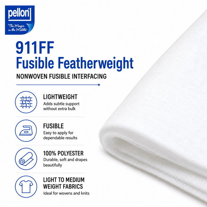 Pellon® 911FF Fusible Featherweight Interfacing – 20" x 10 yard Bolt (White)