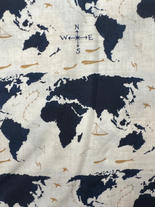 MO Longshore World Map Off White and Navy