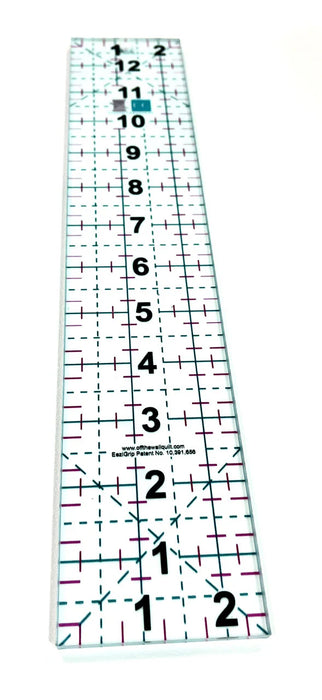 Classi Creations 2 1/2" x 13" Acrylic Grip Ruler With Grid Lines
