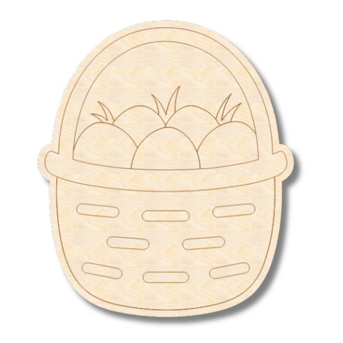 Unfinished Wood Etched Easter Egg Basket Shape | Paint By Line Crafts | up to 30" DIY