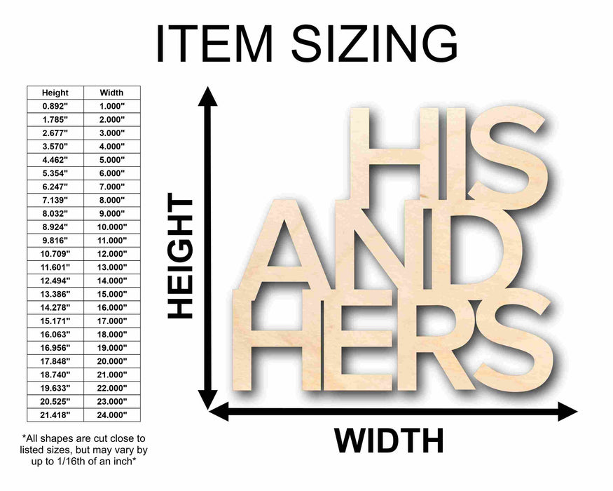His and Hers Sign Unfinished Wood Cutout Home Decor DIY Wedding