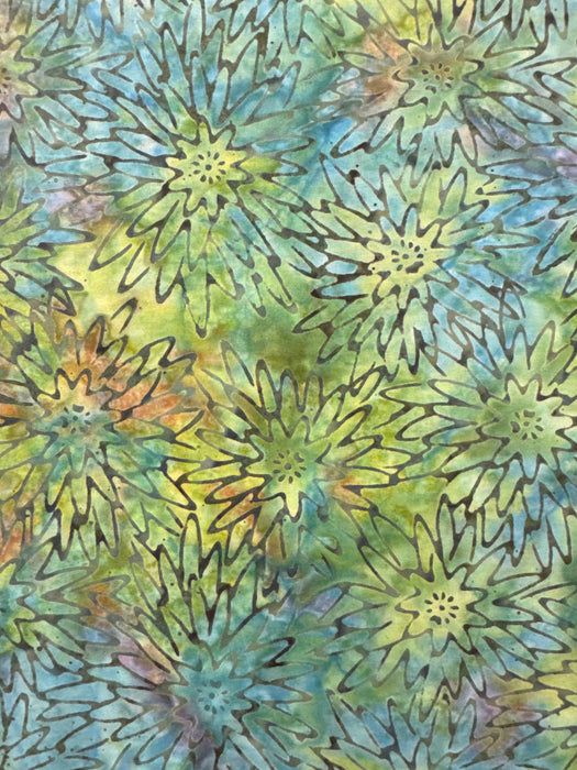 LB Flowers on Blue/Green