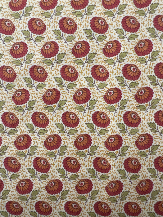 AN Autumn Woods Red Flowers on Cream