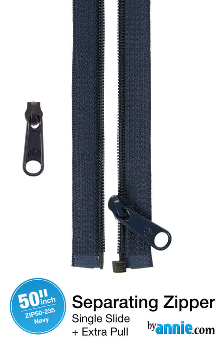 Navy 50in Separating Zipper + Extra slide byAnnie