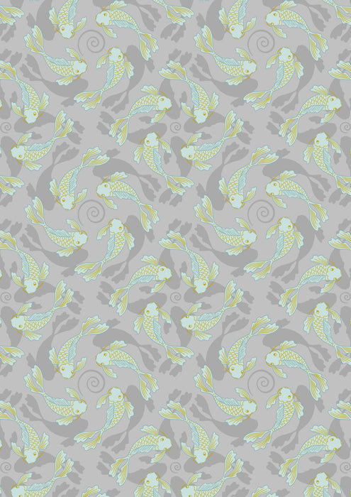 LI Sakura Lt. Gray Koi, Gold Metallic A922A