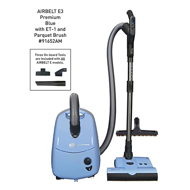 SEBO AIRBELT E3 Premium Canister Vacuum Cleaner - Blue