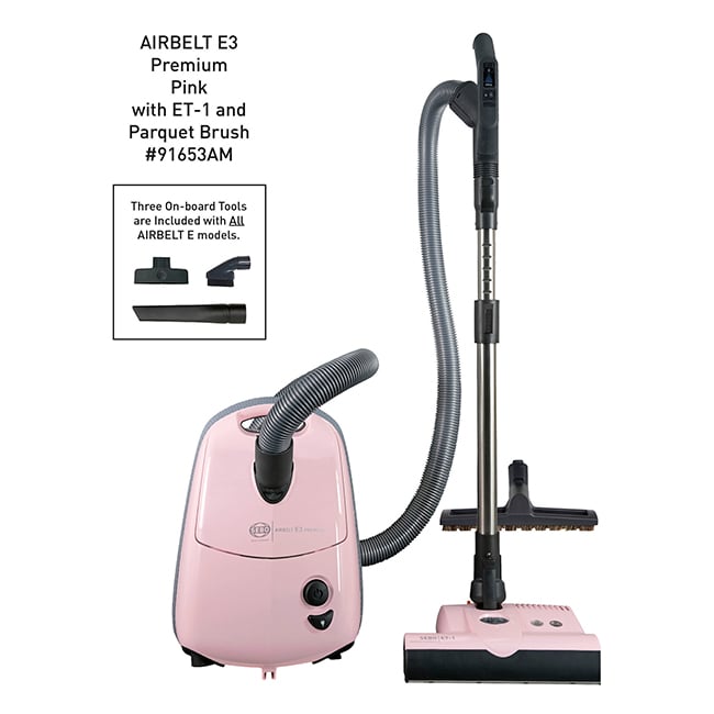SEBO AIRBELT E3 Premium Canister Vacuum Cleaner - Pink
