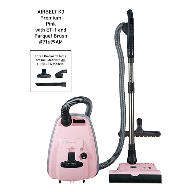 SEBO AIRBELT K3 Premium Canister Vacuum Cleaner - Pink