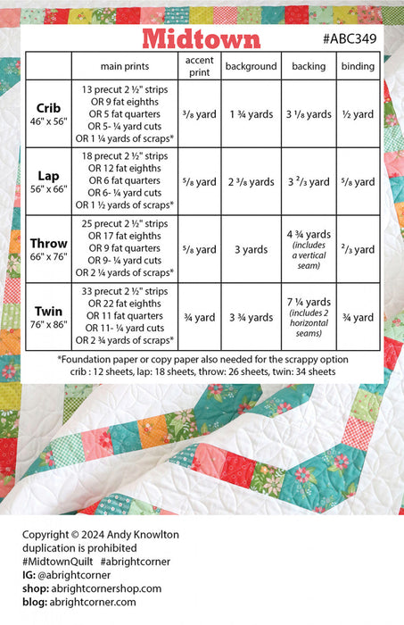 Midtown Quilt Pattern