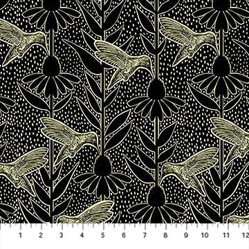 Indelible Ink Humming Black Cotton 44"/45" Fabric Per Yard