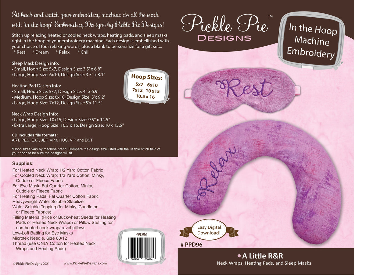 A Little R&R Design In the Hoop Embroidery Design Collection — High ...