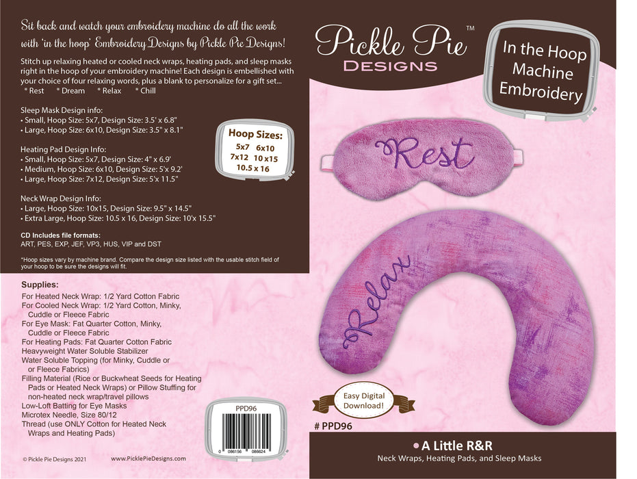 A Little R&R Design In the Hoop Embroidery Design Collection