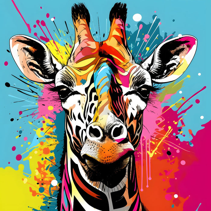 Abstract Animals Pop Art Giraffe Fabric Panel