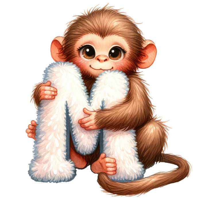 Animal Monkey Letter M Fabric Panel