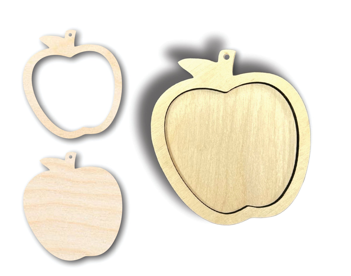 Unfinished Wood 2 Layer Apple Shadowbox Shape | DIY Craft Cutout | up ...