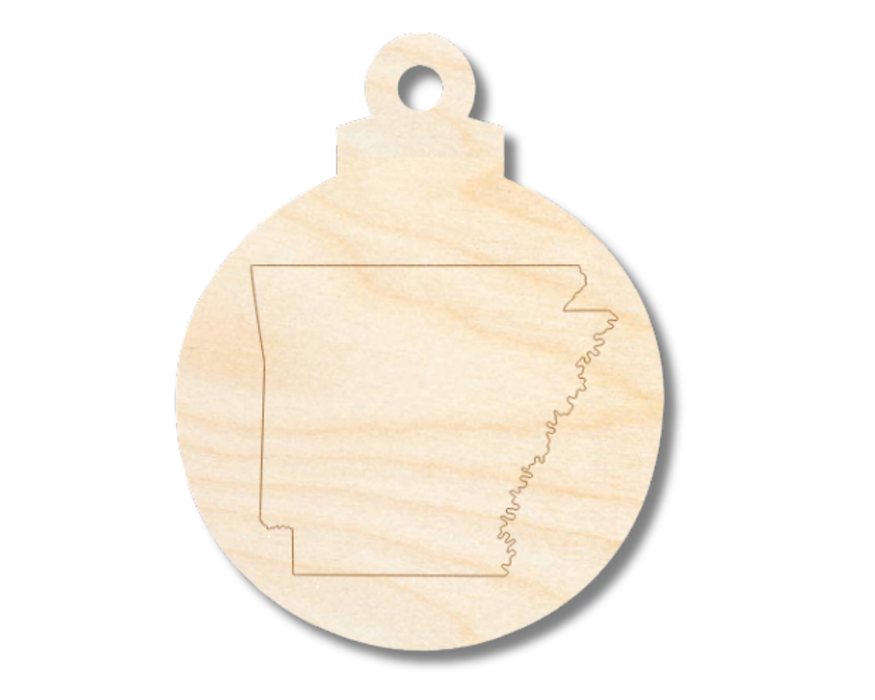 Unfinished Wood Etched Arkansas Ornament Shape | Paint By Line Crafts | up to 30" DIY