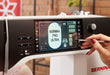 BERNINA 790 ULTRA 7-inch color touchscreen displaying embroidery lettering