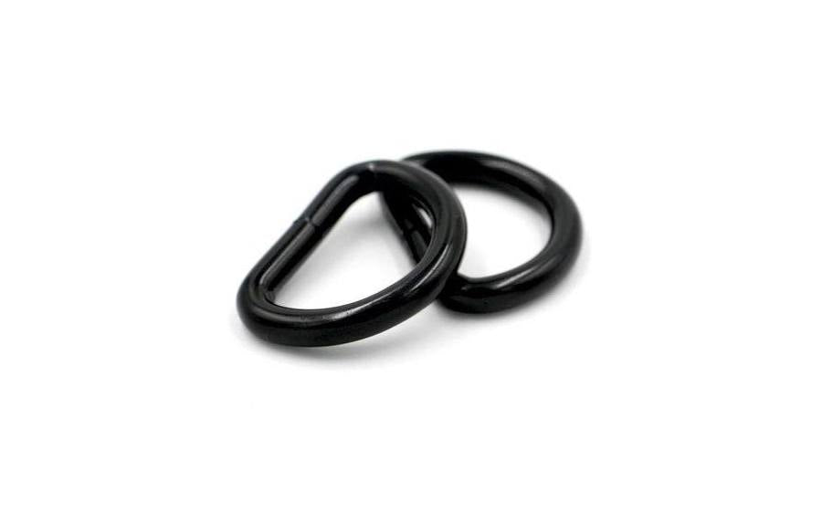 ByAnnie D Ring Flat 1in Black Metal Set of Two