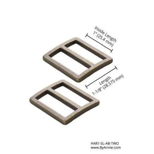 Slider Flat Widemouth 1in Antique Brass Set of Two