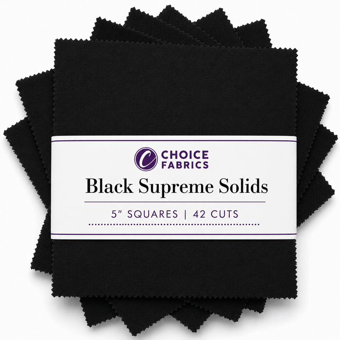 Supreme Solids - 5x5 Charm Pack - Black (42 Squares)