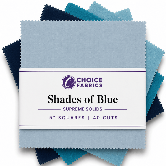 Supreme Solids - 5x5 Charm Pack - Shades of Blue (40 Squares)