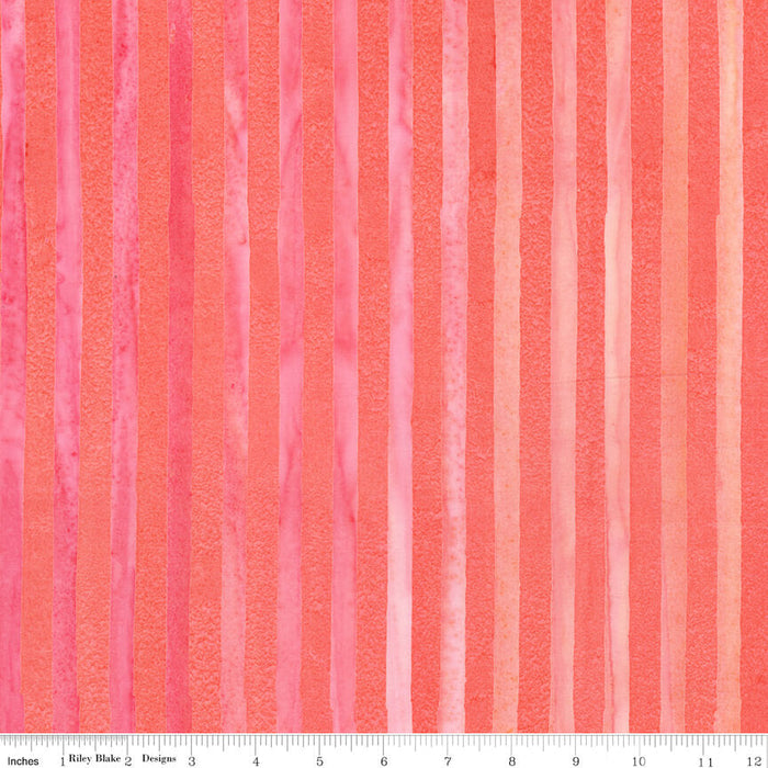 Elementals Batiks - Get in Line - Salmon Run