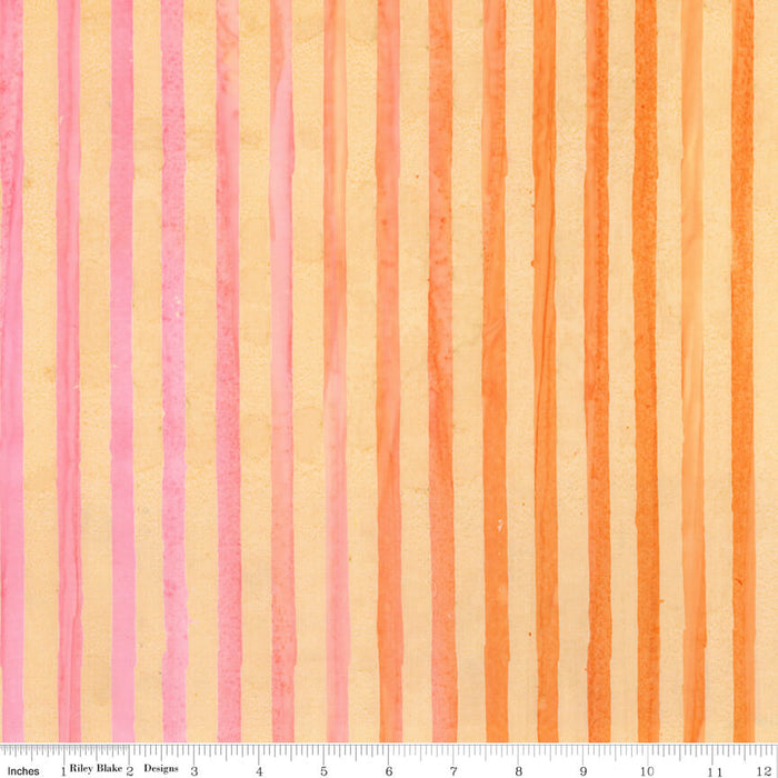 Elementals Batiks - Get in Line - Coral Fiesta