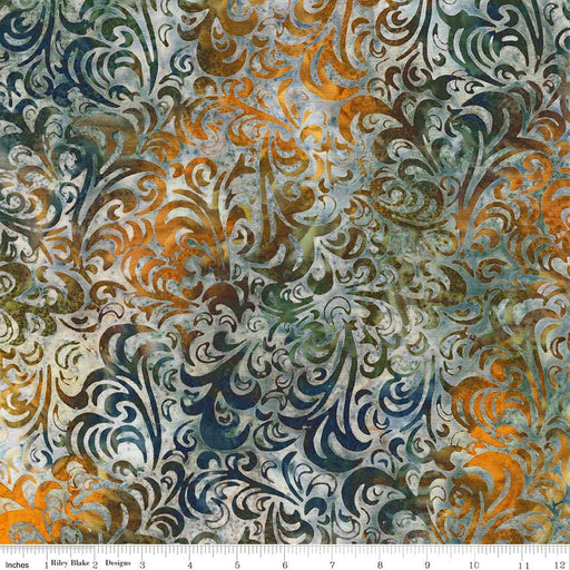 Batiks Basics Twirl & Swirl Steel Sapphire