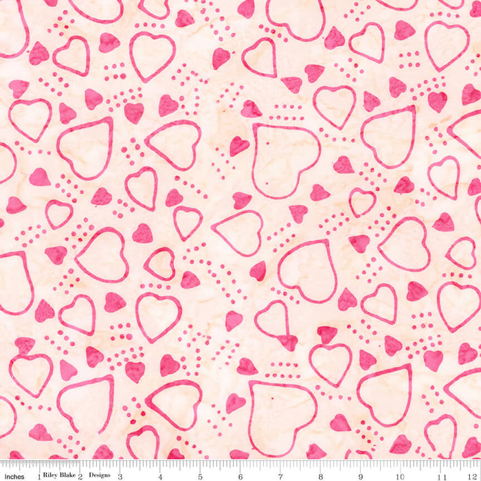 Love Punch Batiks - Hearts - Piggy Pink