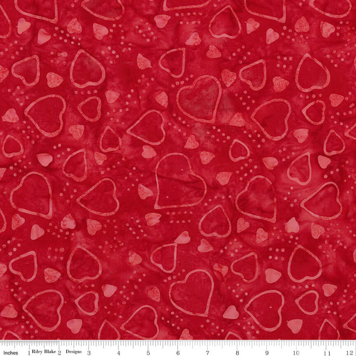 Love Punch Batiks - Hearts - Red