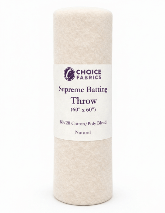 Choice Supreme Batting - 80/20 Cotton/Poly Blend - Throw (60" x 60")