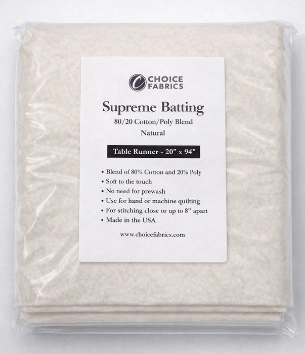 Choice Supreme Batting 80/20 Cotton/Poly Blend Natural Table Runner