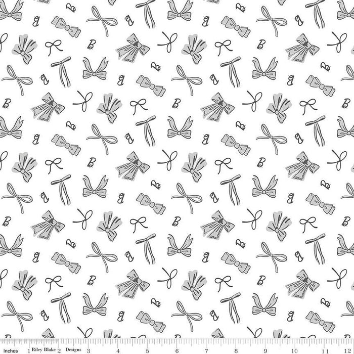 Barbie Vintage Bows White Cotton 43"/44" Fabric Per Yard