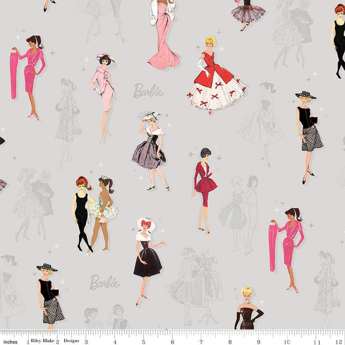 Barbie Vintage Main Gray Cotton 43"/44" Fabric Per Yard