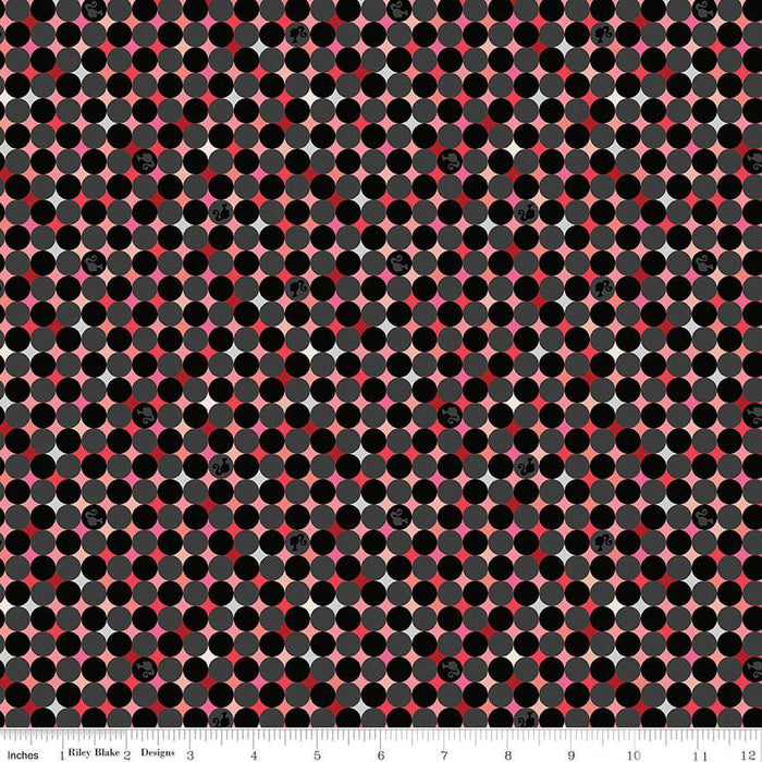 Barbie Vintage Sparkle Dots Black Cotton 43"/44" Fabric Per Yard