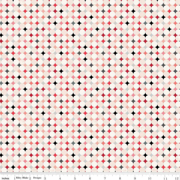 Barbie Vintage Sparkle Dots Blush Cotton 43"/44" Fabric Per Yard