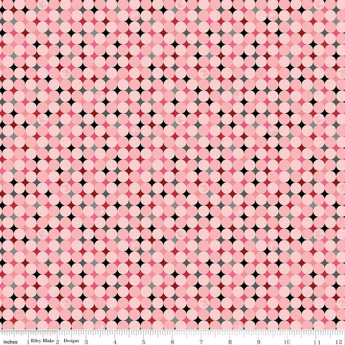 Barbie Vintage Sparkle Dots Pink Cotton 43"/44" Fabric Per Yard
