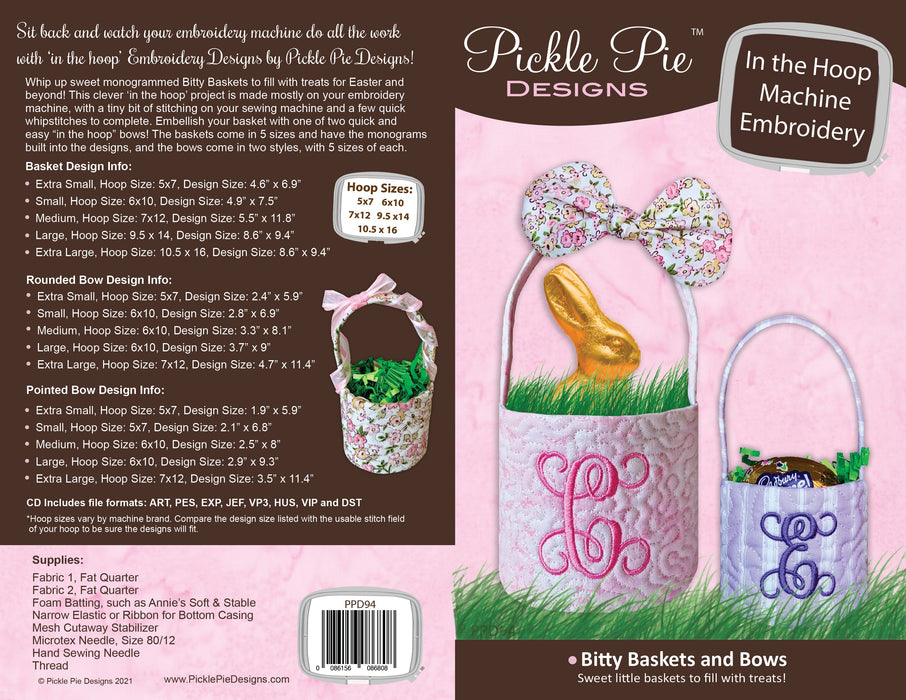 Bitty Baskets In the Hoop Machine Embroidery Design Set