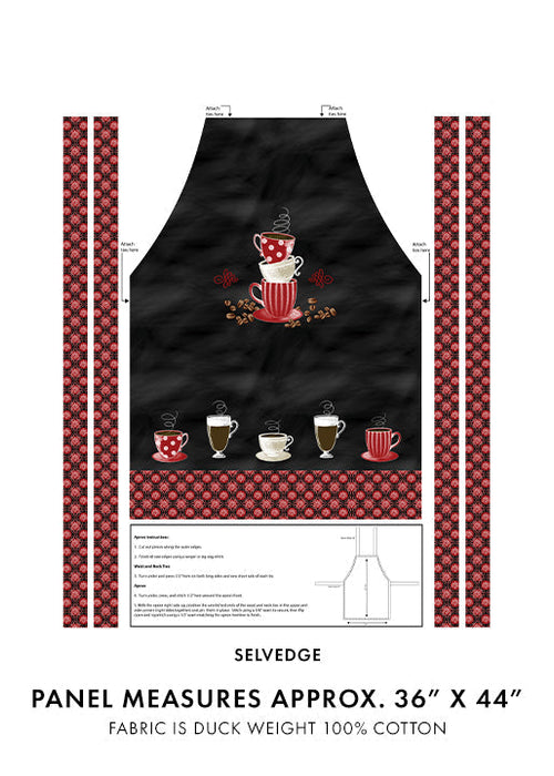 Black And Red Perfect Brew Apron Panel 36" x 44"