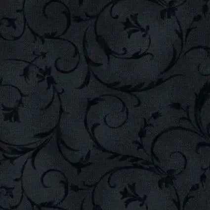 Black Soft Elegant Scroll Cotton Wideback Fabric per yard