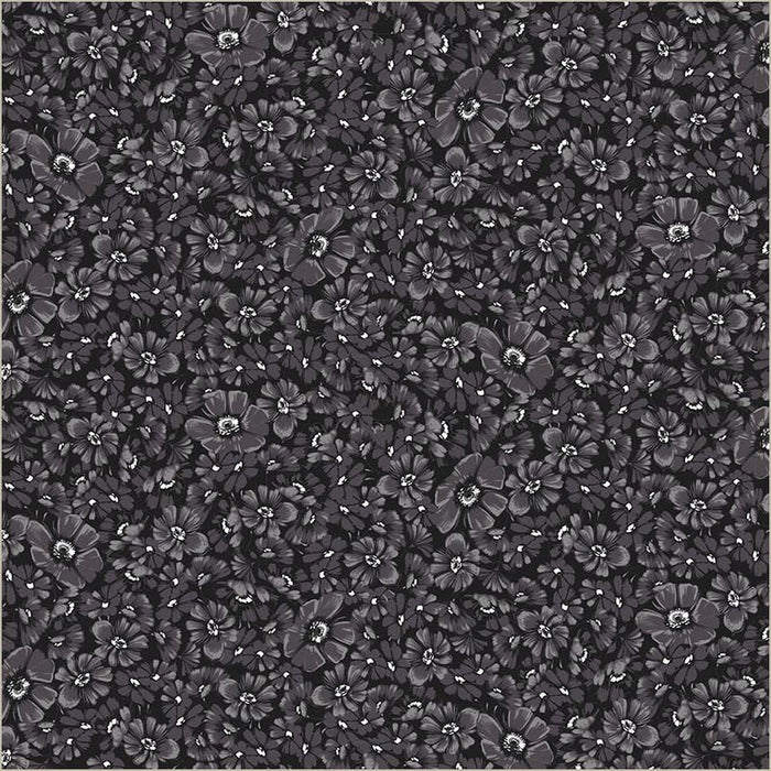 Black Verona Allegra Blooms Cotton 44”/45” Fabric Per Yard