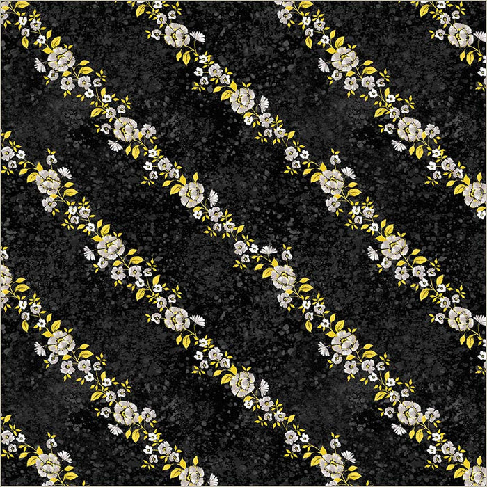 Black Verona Verita Vine Cotton 44”/45” Fabric Per Yard
