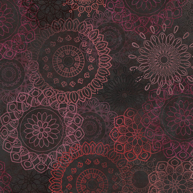 Black and Maroon Operetta Lace Flowers Cotton 43"/44" Fabric Per Yard
