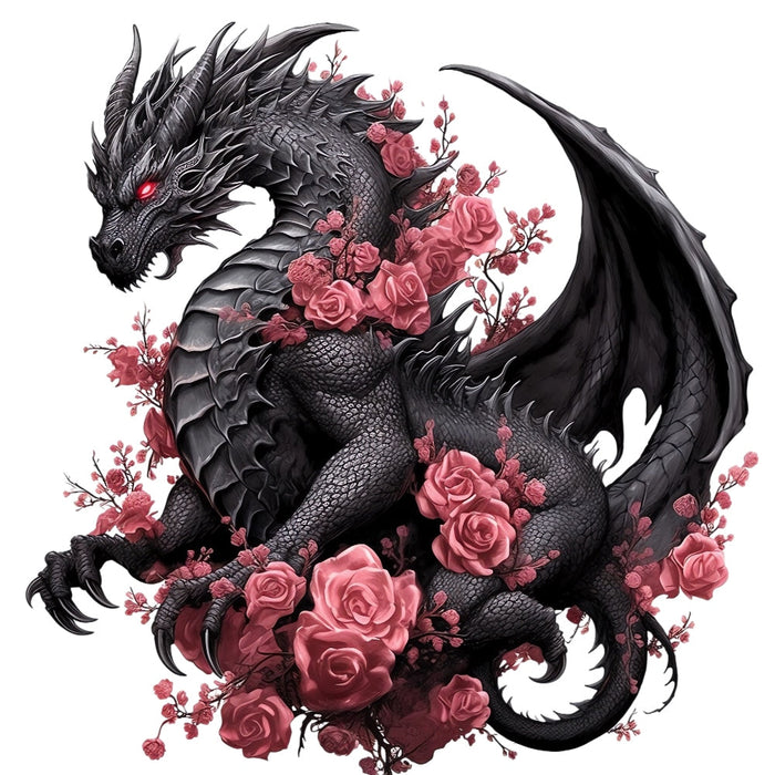 Black Gothic Dragon Fabric Panel 1