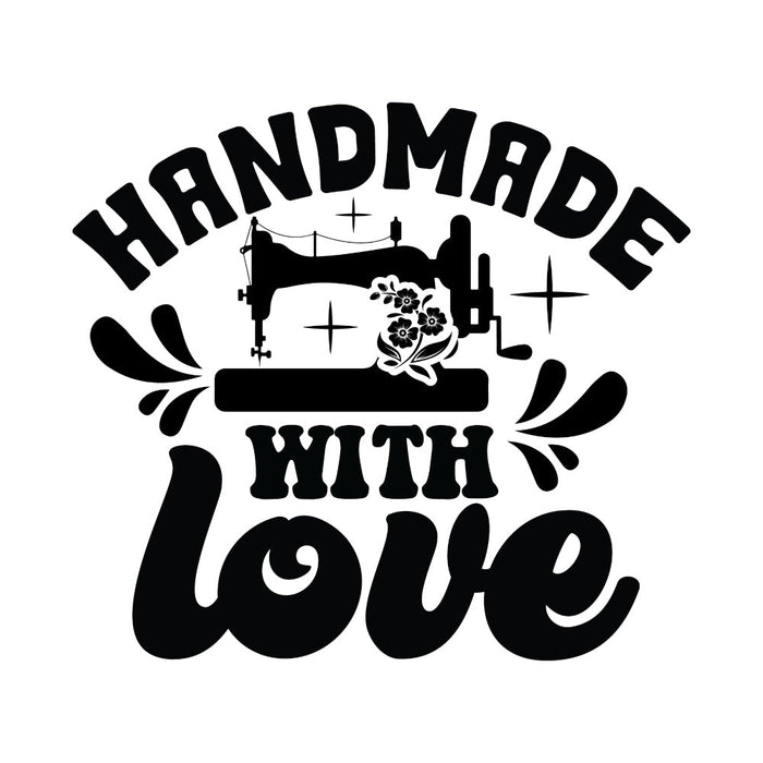 Black and White Handmade with Love Fabric Panel