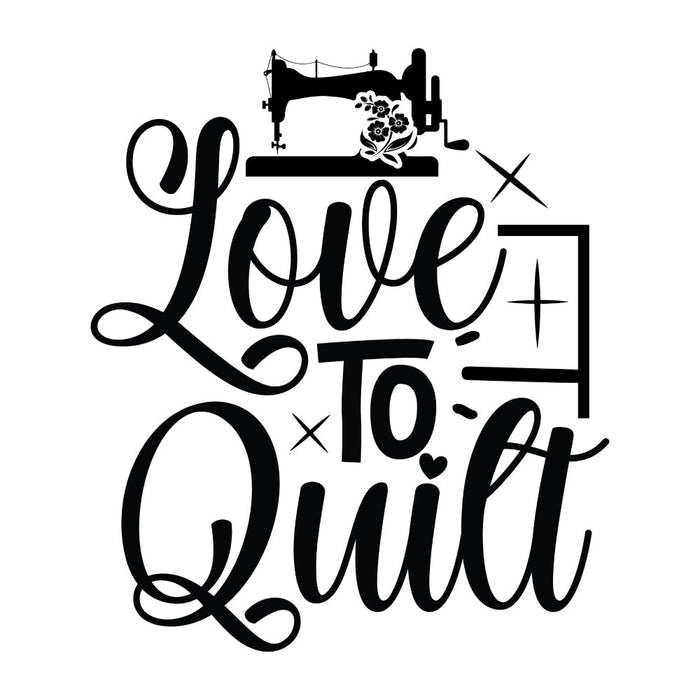 Black and White Love to Quilt Fabric Panel
