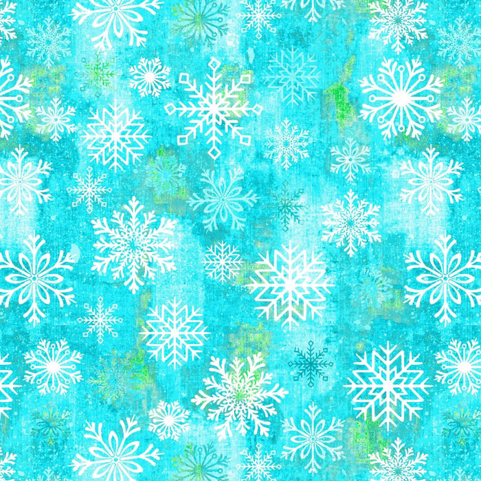 Blue Carribean Snowflake Toss Dot Cotton Wideback Fabric per yard