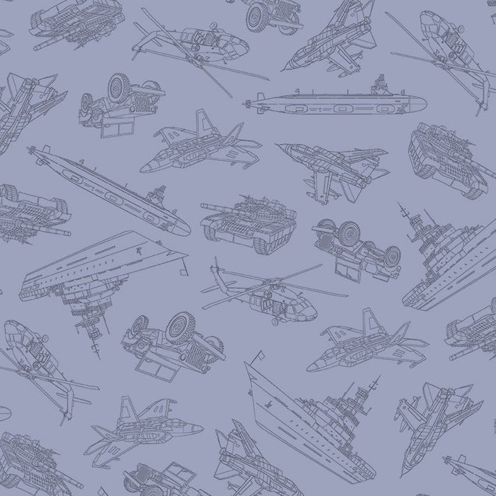 Blue Military Convoy Path to Freedom Cotton 44"/45" Fabric Per Yard