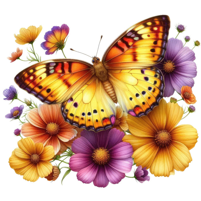 Butterflies and Flowers Fabric Panel 5