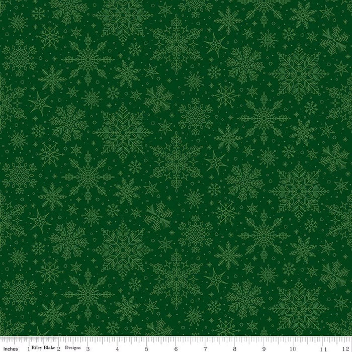 RB Snowflakes Green - Poinsettias at Christmas